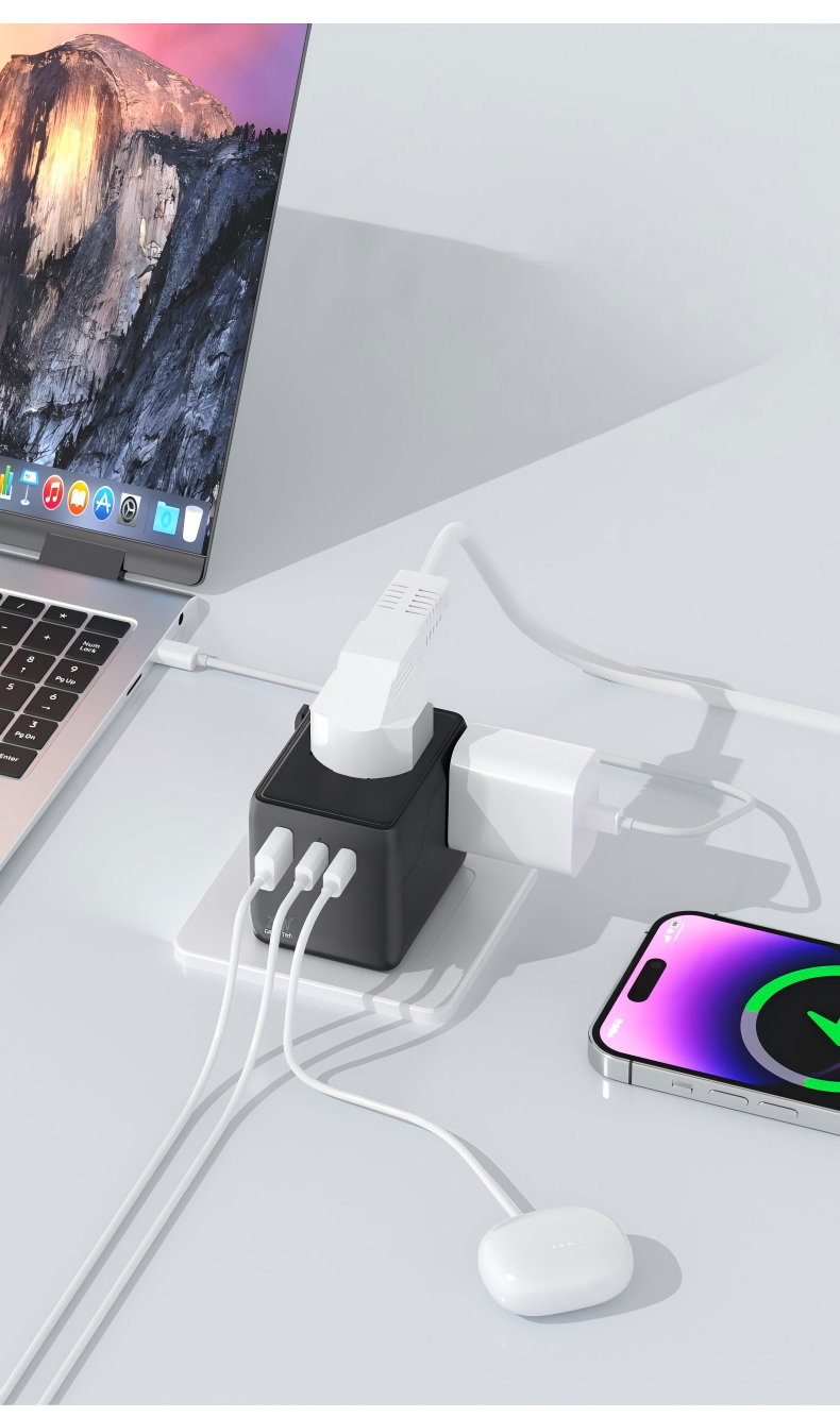 GT25 New model conversion plug - 25W GaN fast charging multi-functional European, American and Australian standard compact portable conversion socket