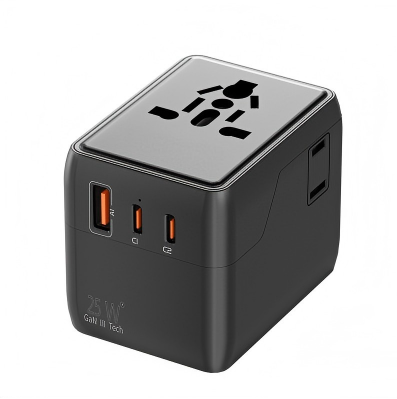 GT25 New model conversion plug - 25W GaN fast charging multi-functional European, American and Australian standard compact portable conversion socket